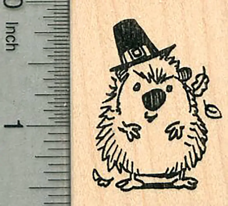 Thanksgiving Hedgehog Stamp – Autumn Celebration Animal Design 1