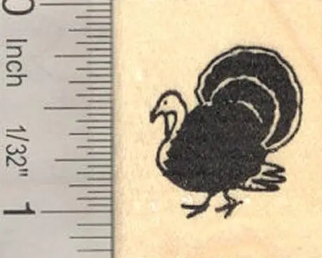 Thanksgiving Turkey Rubber Stamp – Small Festive Fowl Design 1