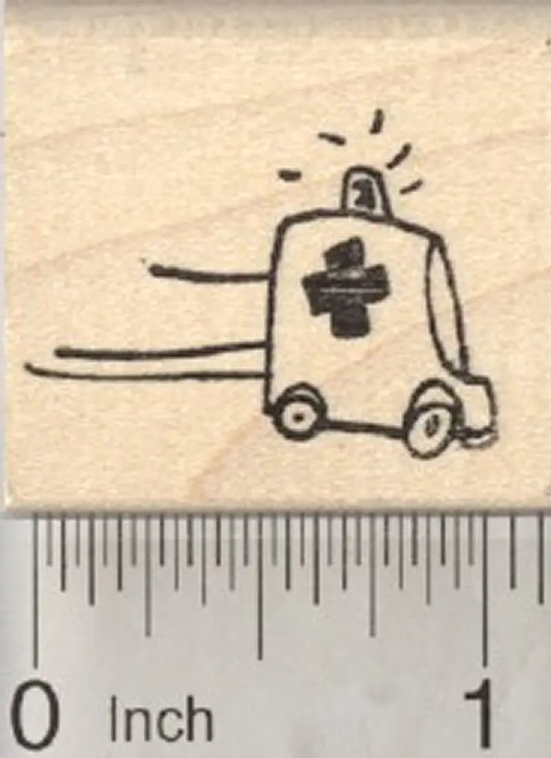 Tiny Ambulance Rubber Stamp – Adorable Emergency Vehicle For Get Well Cards 1