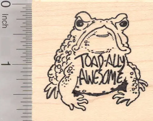 'Toad-Ally Awesome' Teacher Rubber Stamp – Motivational Amphibian Design 1