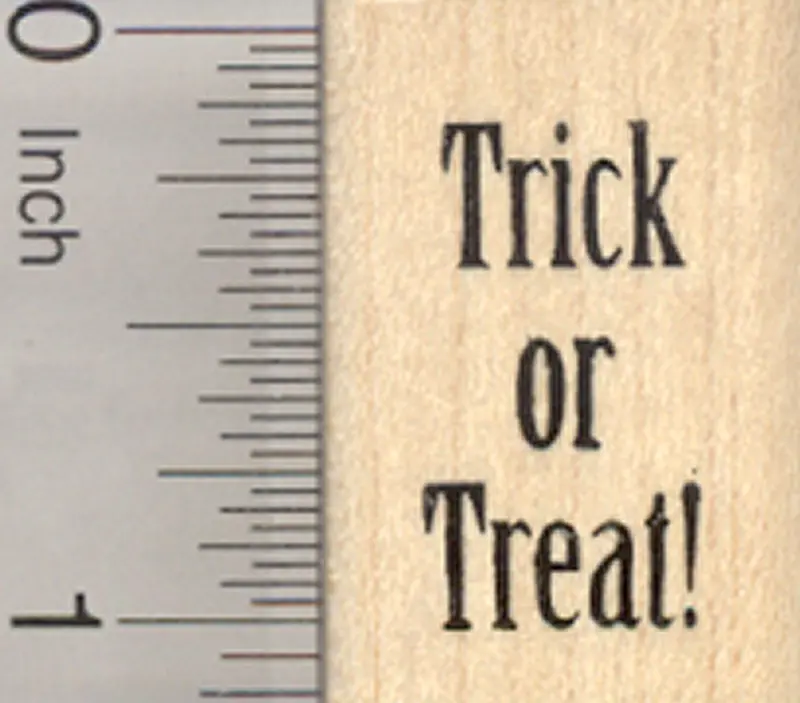 Trick Or Treat Rubber Stamp – Festive Halloween Phrase For Treat Bags & Cards 1
