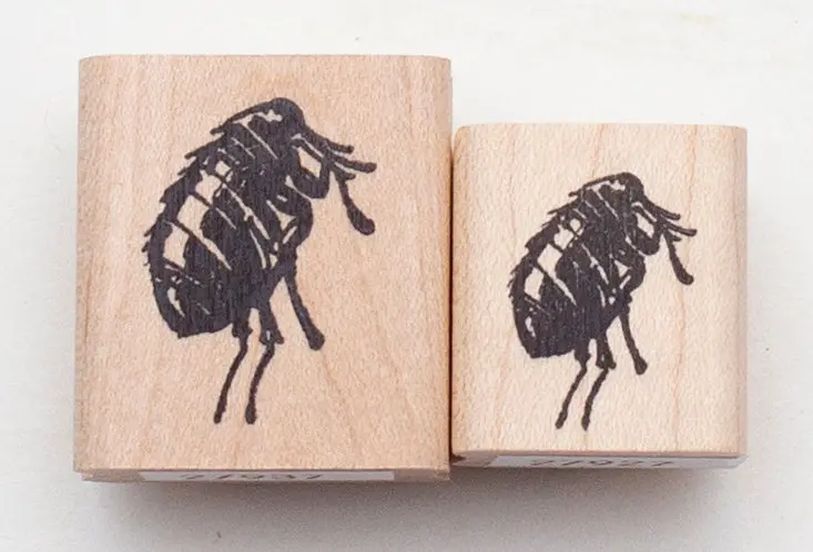 Two-Part Flea Rubber Stamp Set – Humorous Pest-Themed Craft Stamp 1