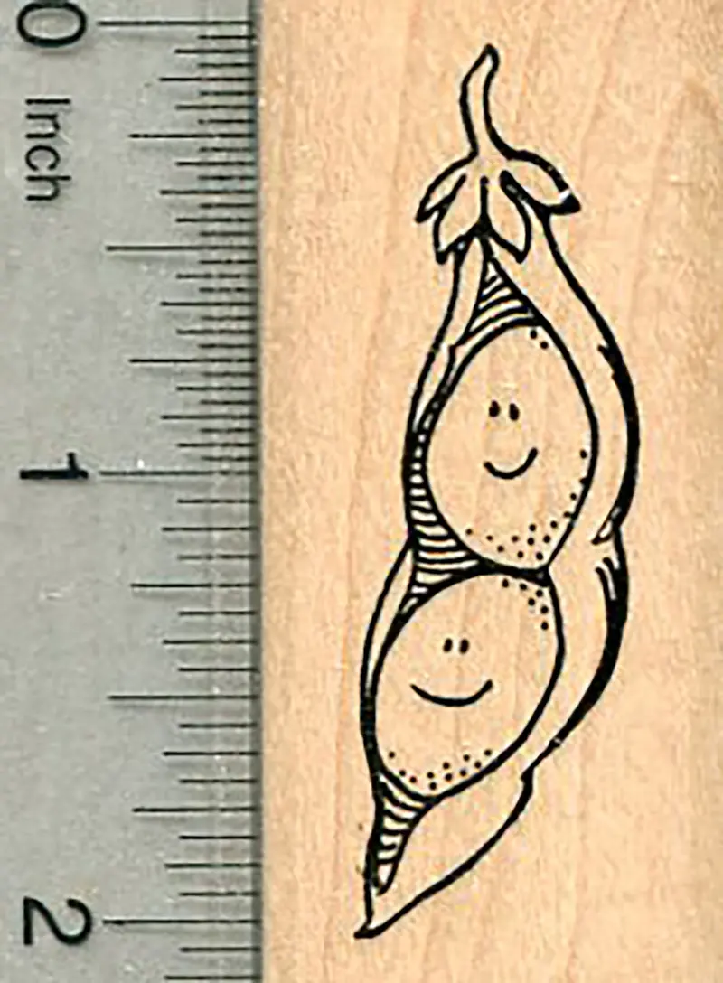 'Two Peas In A Pod' Friendship & Gardening Rubber Stamp 1