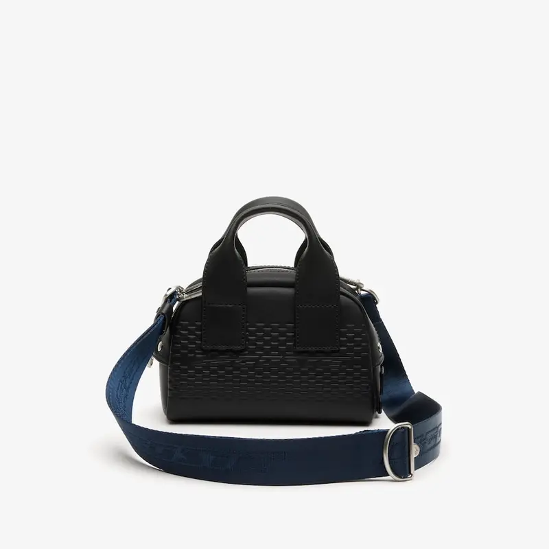 Unisex Lacoste Mini Bowling Bag – Black Split Calfskin Leather 1