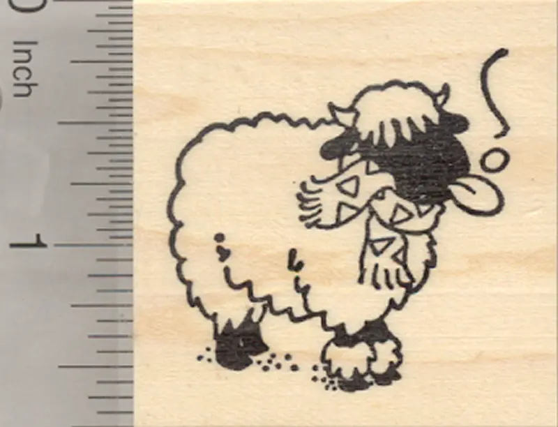 Valais Blacknose Sheep Christmas Rubber Stamp – Alpine Breed In Snowy Scene 1