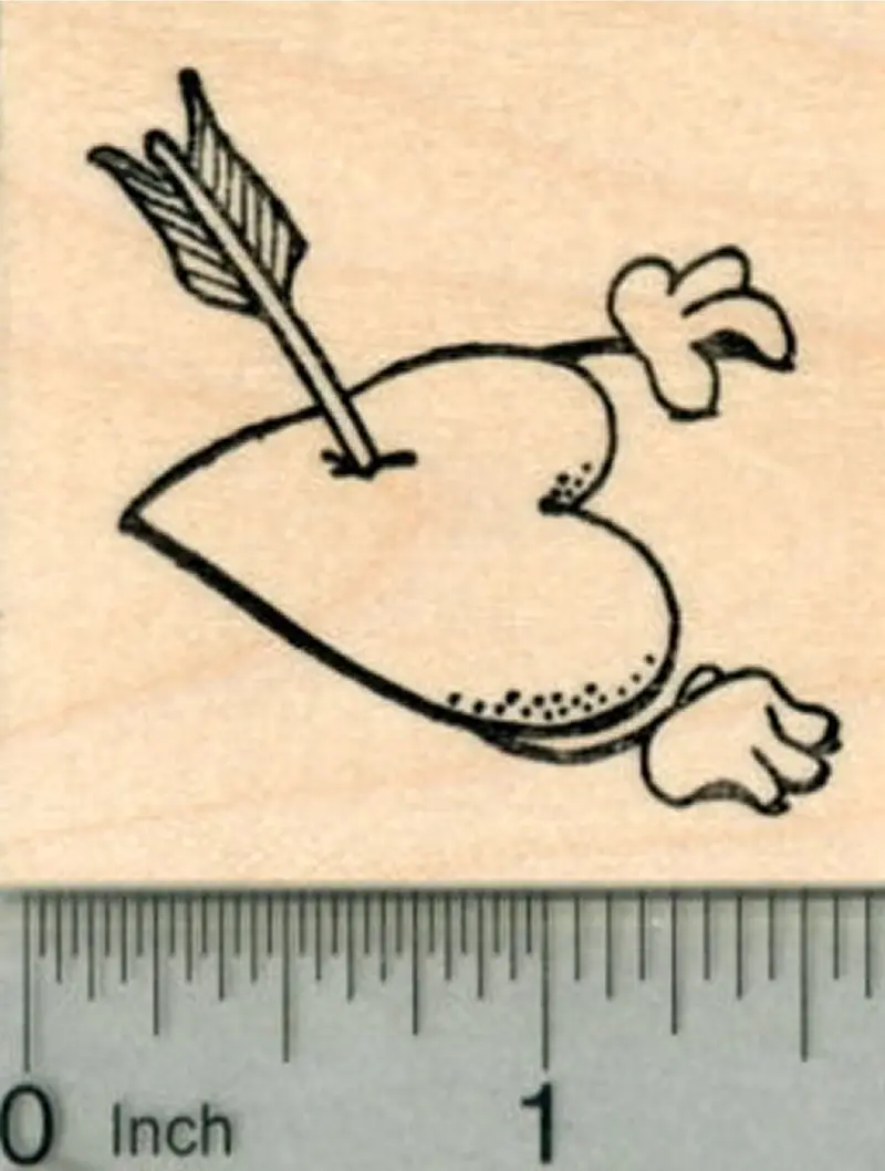 Valentine’S Day Cupid Rubber Stamp – Lovestruck Heart With Arrow Detail 1