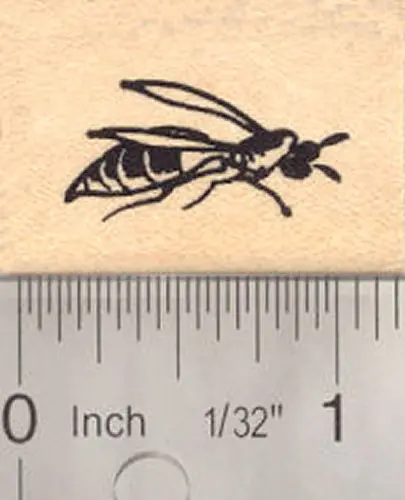 Wasp Insect Rubber Stamp – Detailed Bug Illustration 1