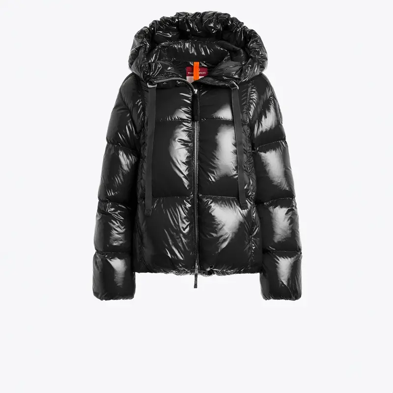 Water Flower Black Short Puffer Jacket 1