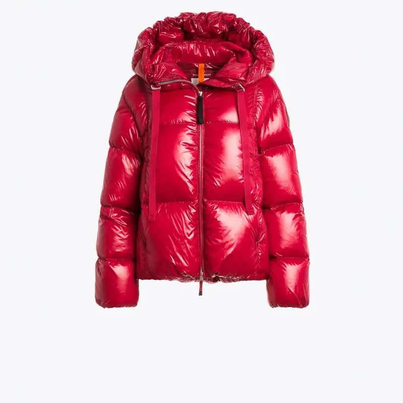 Water Flower Cerise Short Puffer Jacket 1