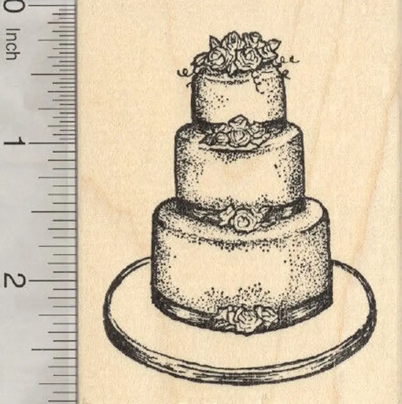 Wedding Cake Rubber Stamp – Elegant Celebration Design 1