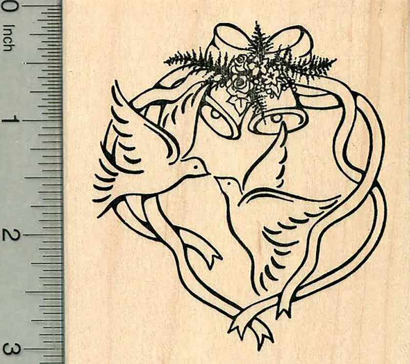 Wedding Dove Rubber Stamp – Romantic Bride-To-Be Celebration Motif 1