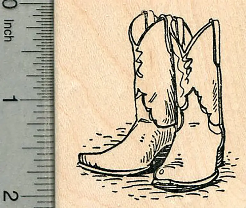 Western-Style Cowboy Boots Rubber Stamp 1