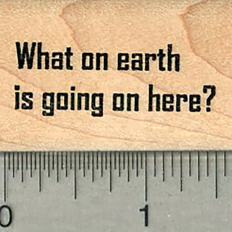'What On Earth?' Rubber Stamp – Whimsical Planet Illustration 1