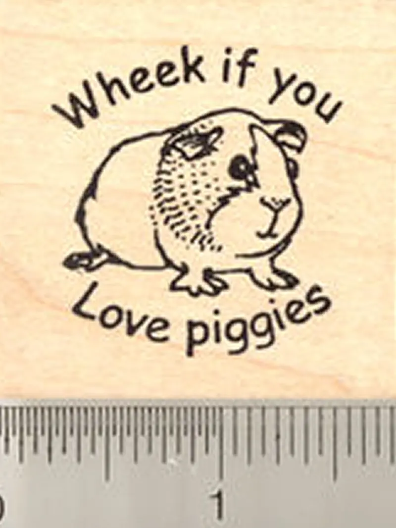 'Wheek If You Love Piggies' Guinea Pig-Themed Rubber Stamp 1