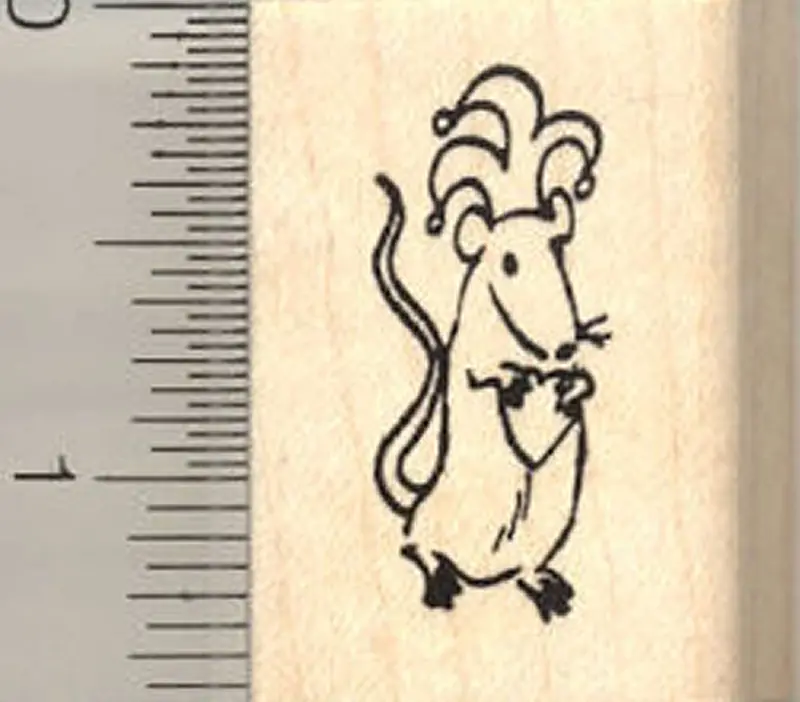 Whimsical Rat ‘Fool For Love’ Rubber Stamp – Quirky Rodent Art 1