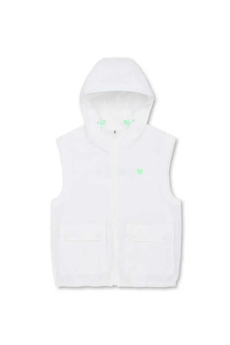 White Zip-Up Hoodie Vest For Women 1