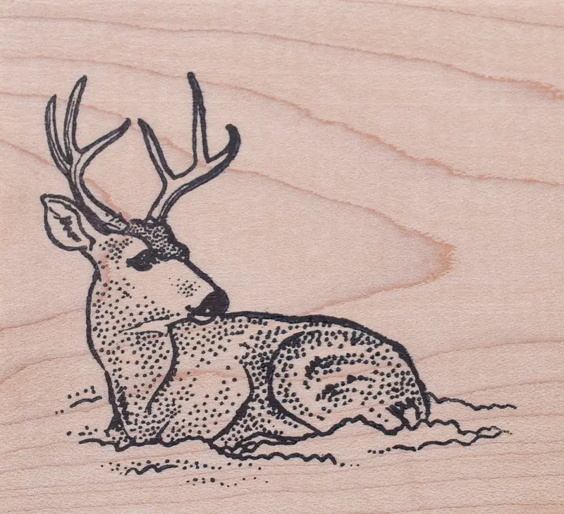 Wildlife-Themed Mule Deer Rubber Stamp For Crafting And Scrapbooking 1