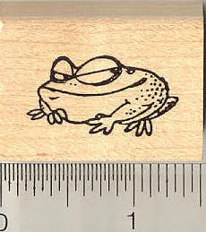 Wily Frog Rubber Stamp – Animated Amphibian Craft Stamp 1