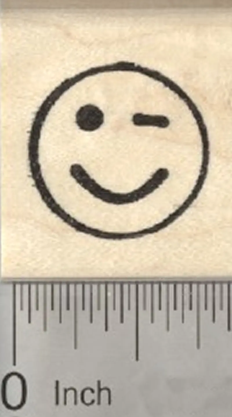 Winking Face Emoji Rubber Stamp 1