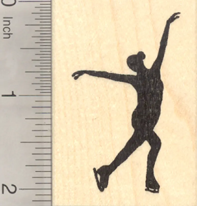Winter Sports Rubber Stamp: Figure Skater On Ice 1