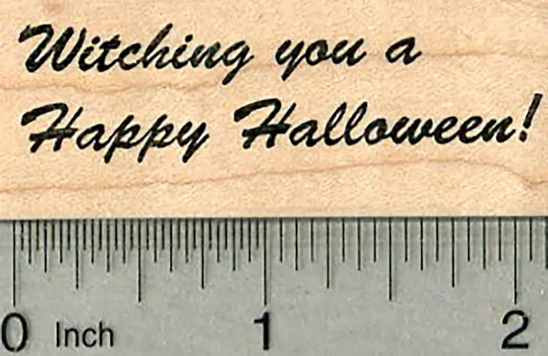 'Witching You Happy Halloween' Stamp – Playful Holiday Phrase 1