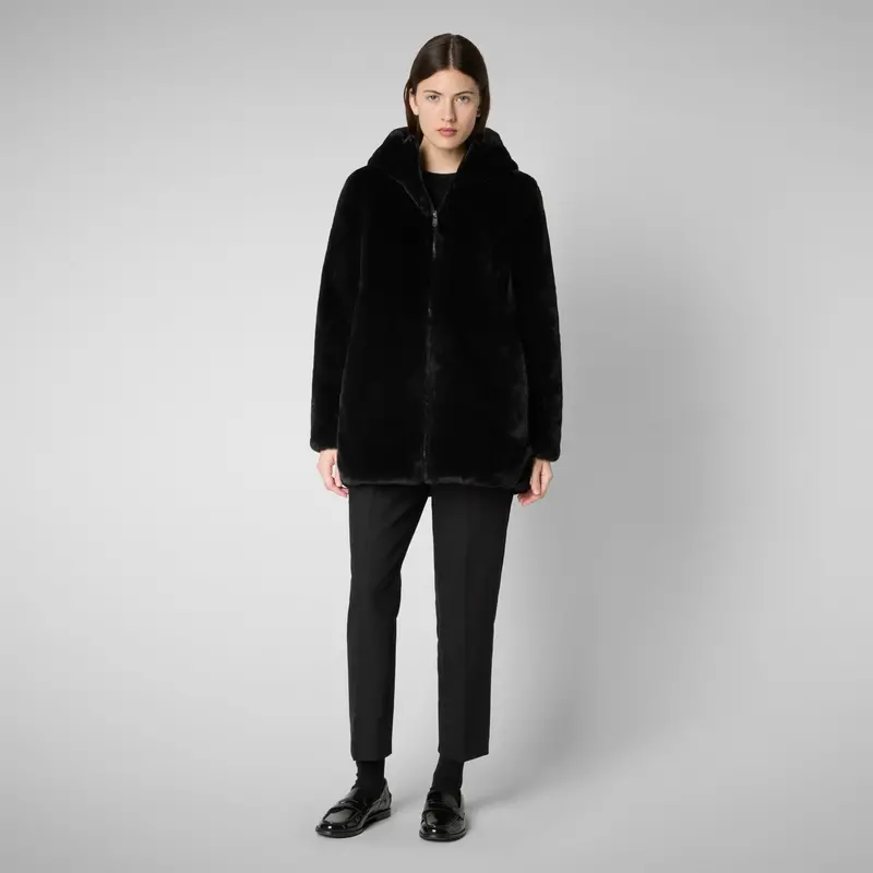 Women'S Black Reversible Teddy-Fur Jacket – Bridget 1