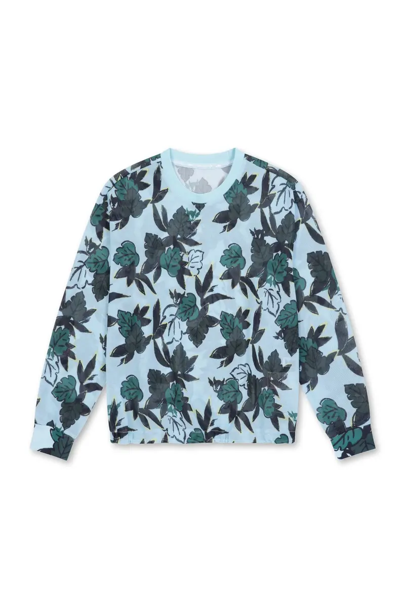 Women'S Blue Forest Mesh Pullover Top 1