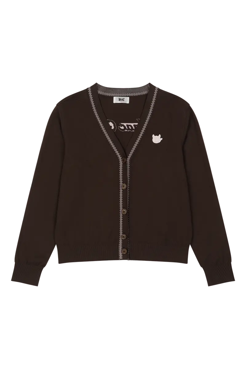 Women’S Brown Pop Stitch Cardigan 1