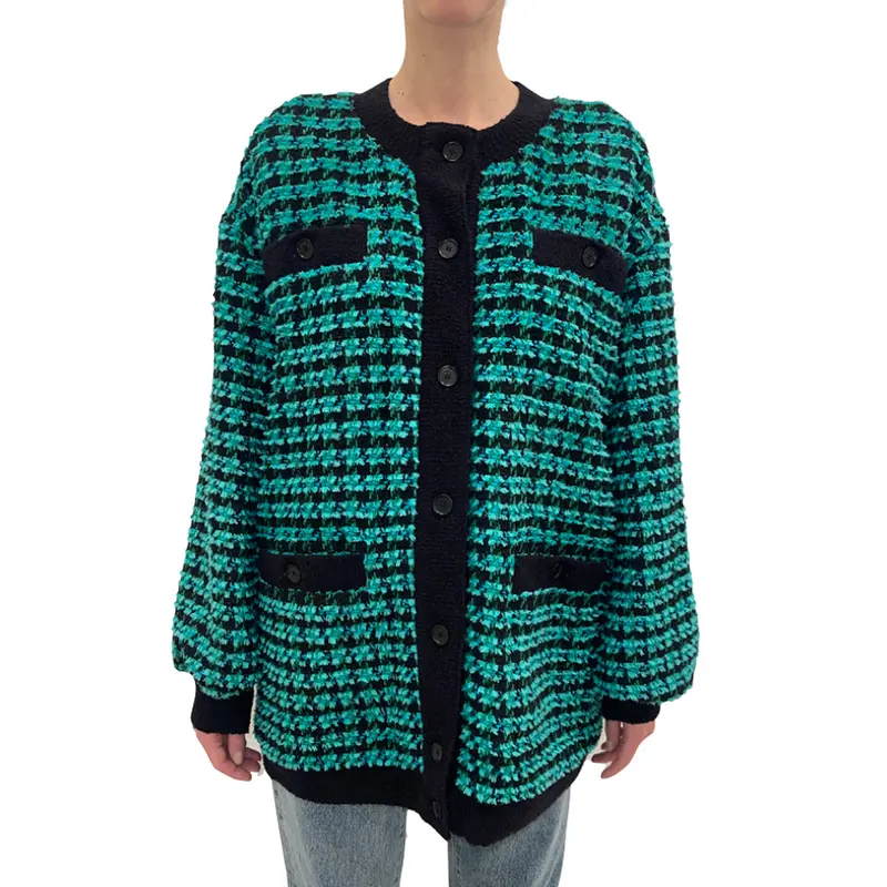 Women’S Green Pied-De-Poule Tweed Jacket 1