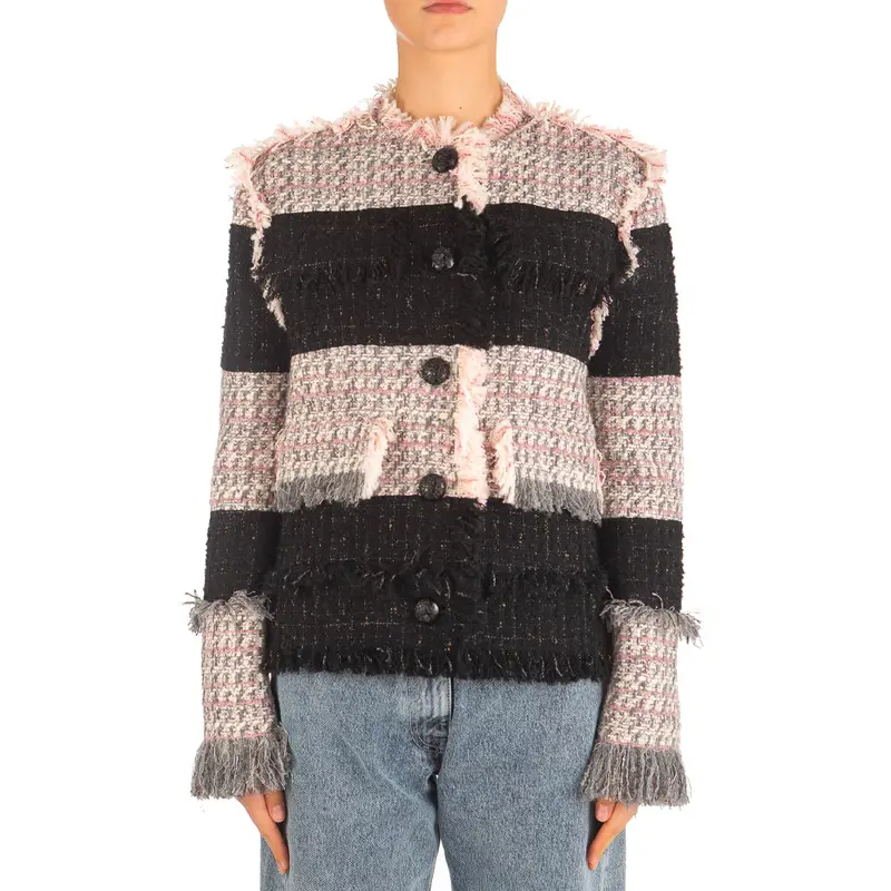 Women’S Lurex-Threaded Bouclé Tweed Jacket In Grey 1