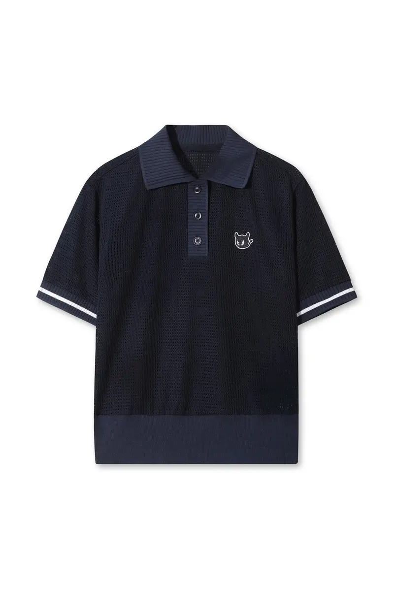 Women'S Mesh-Panel Short-Sleeve Polo – Navy 1