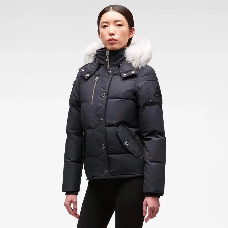 Women'S Navy And Natural Fox Fur Original 3Q Jacket 1