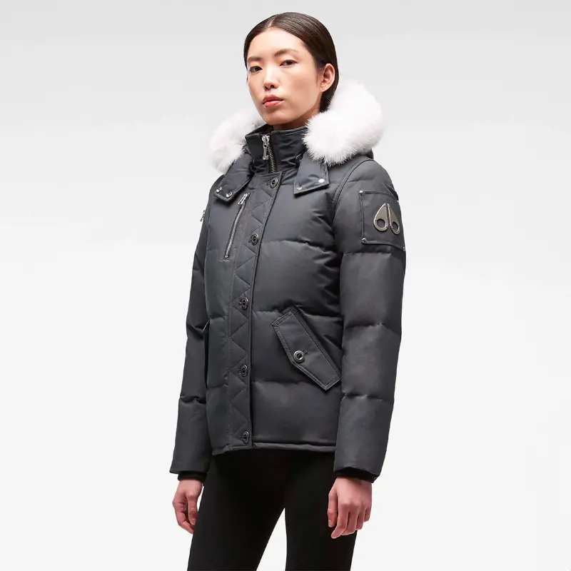 Women'S Original 3Q Granite-Colored Coat With Natural Fox Fur 1