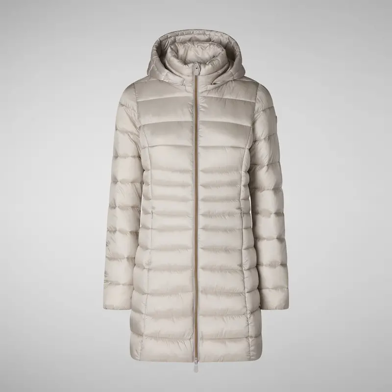 Women'S Rainy Beige Animal-Free Hooded Puffer Coat – Reese 1