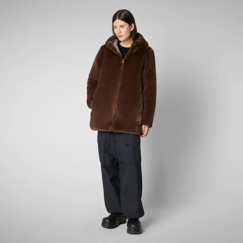 Women'S Teddy Brown Reversible Faux Fur Jacket – Bridget 1