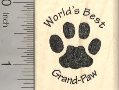 'World'S Best Grand-Paw' Rubber Stamp – Paw Print Accent Design 1