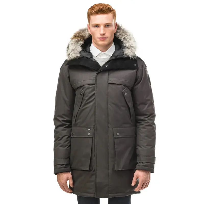 Yatesy Men’S Steel Grey Long Parka 1