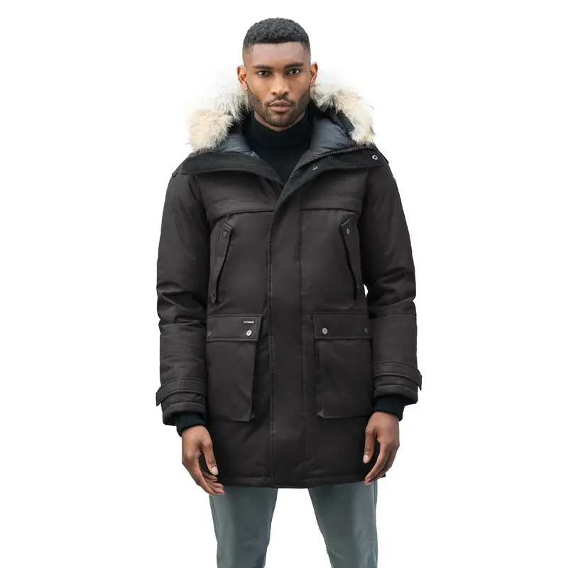 Yatesy Modern Long Parka For Men In Sleek Black 1