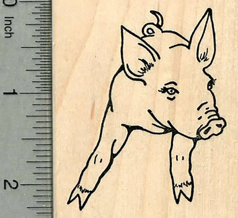 Young Piglet Rubber Stamp – Farm Animal Theme 1