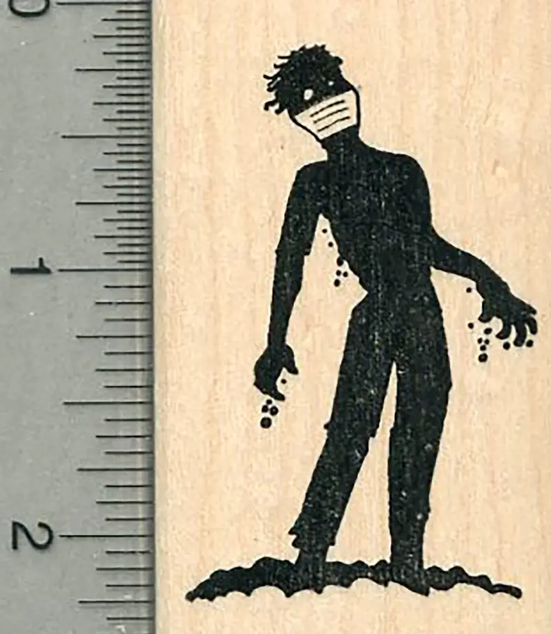 Zombie Apocalypse Rubber Stamp – Playfully Apocalyptic Mask Design 1