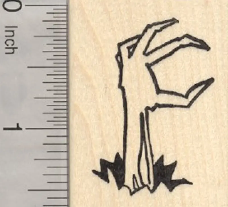 Zombie Hand Emerging Rubber Stamp – Spooky Wall-Or-Floor Effect 1