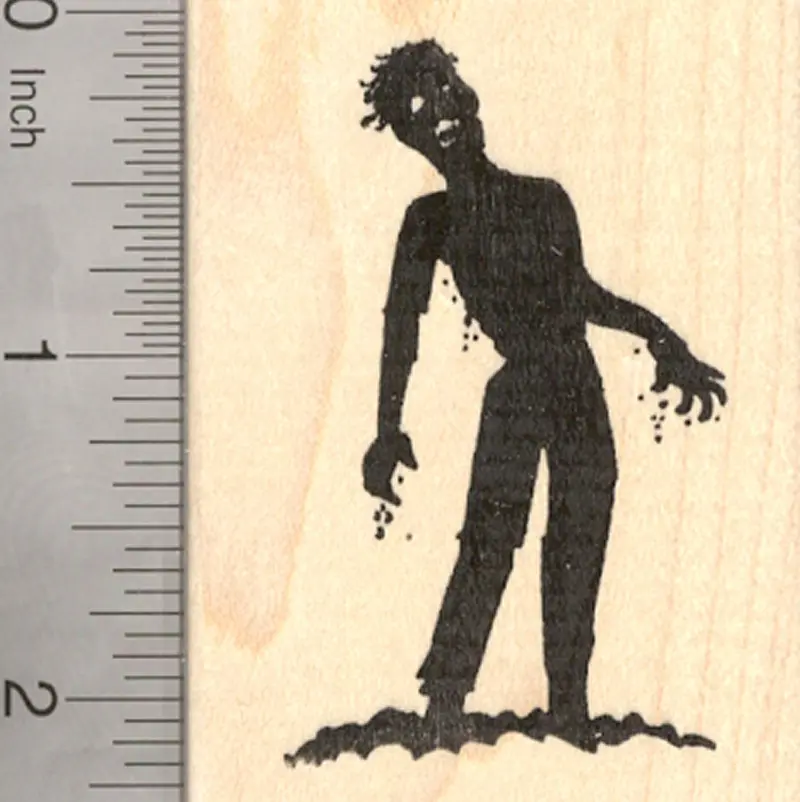 Zombie Silhouette Halloween Rubber Stamp – Minimalist Undead Theme 1