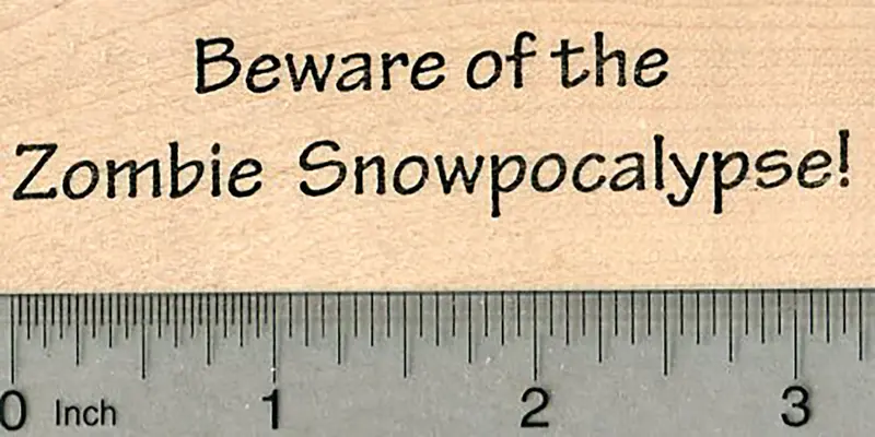 Zombie Snowpocalypse Rubber Stamp – Apocalyptic Winter Horror Scene 1