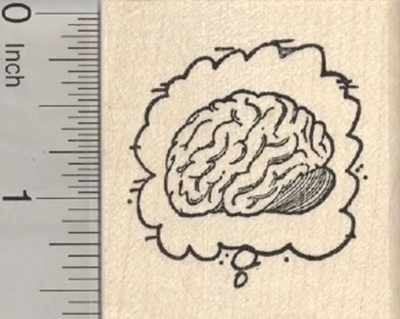 Zombie Thought Bubble Rubber Stamp Featuring A Brain 1