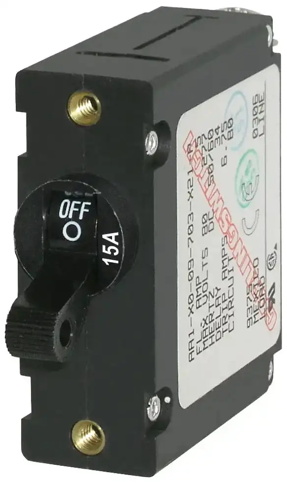 Aa1 Toggle Circuit Breaker – 15-Amp Black Resettable Fuse 1
