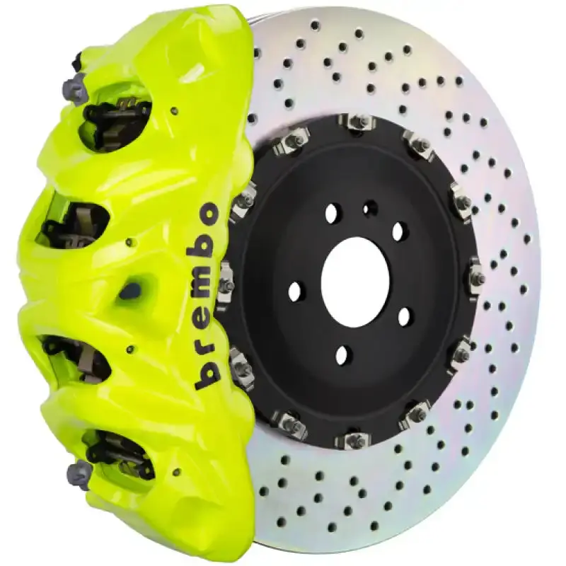Brembo Front Gt Bbk For 2009–2013 Bmw X5M: 8-Piston Calipers, 412Mm Drilled Two-Piece Rotors In Fluorescent Yellow 1
