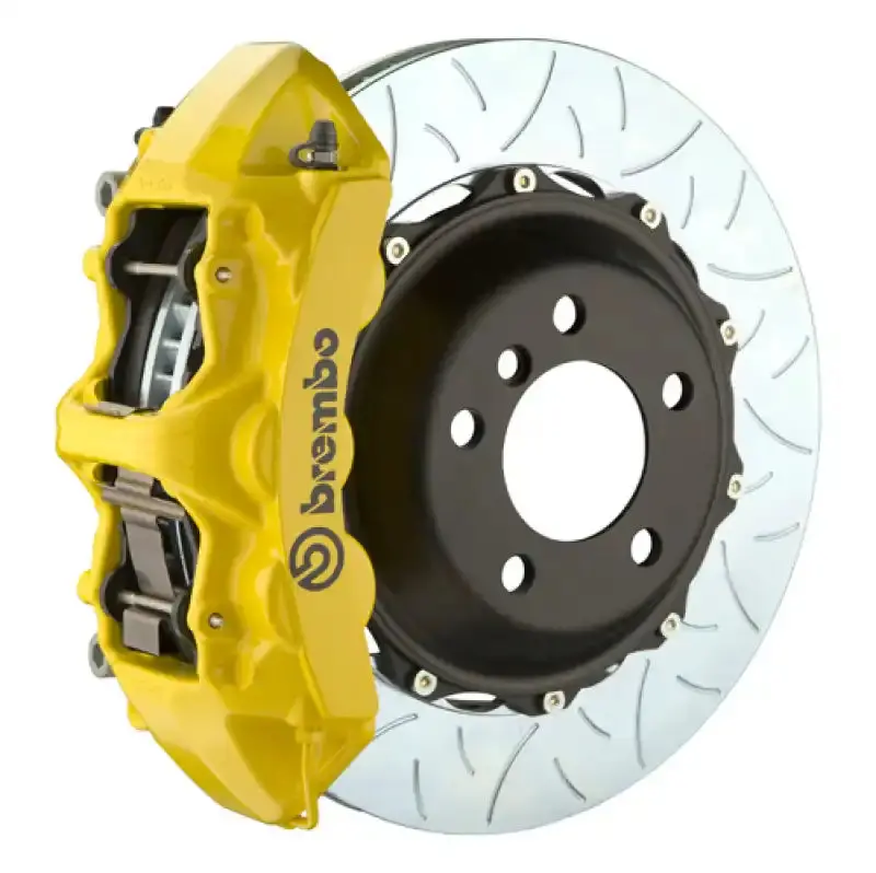Brembo Front Gt Big Brake Kit For 2008–2014 Mercedes-Benz C-Class (Non-4Matic & Non-Amg) – 6-Piston Calipers, 355X32Mm Two-Piece Slotted Rotors, Type 3 Yellow Finish 1