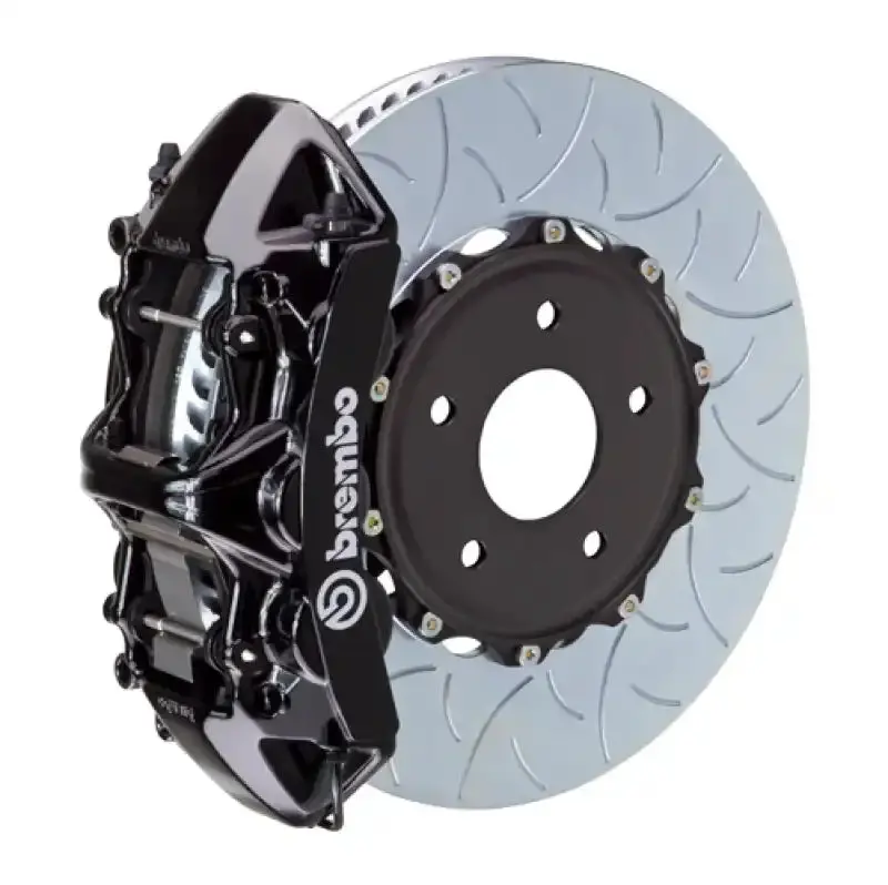 Brembo Gt Front Brake Kit For 2008–2015 Mitsubishi Lancer Evolution X – 6-Piston Calipers With 350X34Mm Two-Piece Slotted Rotors (Type-3 Black) 1