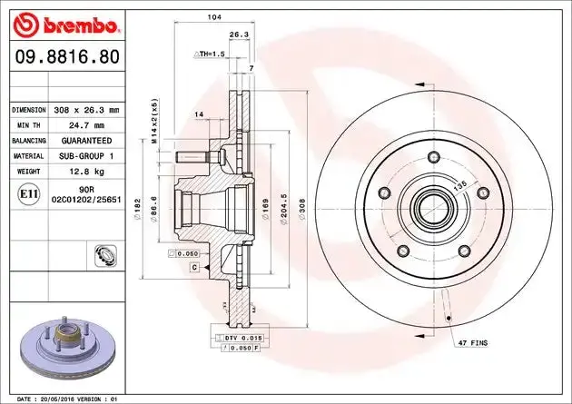 Brembo Premium Disc Brake Rotor – High-Performance Replacement Part 09881680C02 1