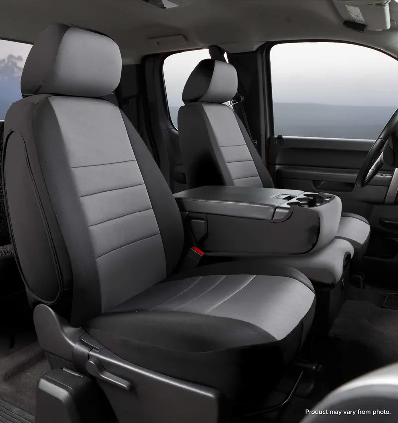 Fia Np98-25 Gray Neoprene Front Seat Covers – Np90 Series, Black/Gray Center Design 1